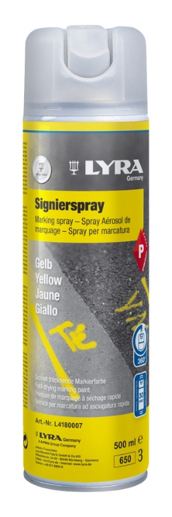 Lyra Mærkespray gul 500ml.